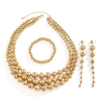 Load image into Gallery viewer, Bold Triple Stack Dangle Earrings, Necklace, Bracelet Set