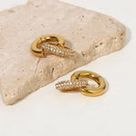 Load image into Gallery viewer, 18k Dainty Huggie Diamond Dangle Earrings