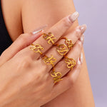 Load image into Gallery viewer, Adjustable Italic Cursive Letter Initial Ring