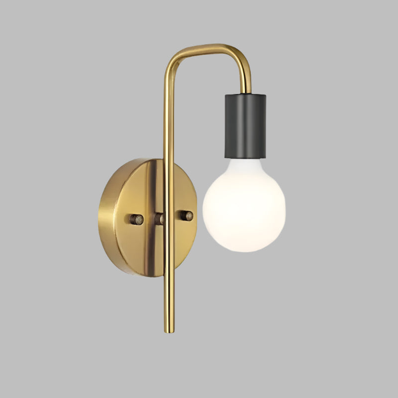 Simple Nordic Energy Effecient Black & Gold Iron Wall Light