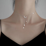Load image into Gallery viewer, Crescent Moon Dangling Star Necklace