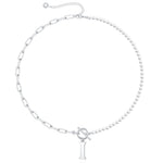 Load image into Gallery viewer, Pearl & Paperclip Chain Letter Initial Necklace