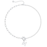 Load image into Gallery viewer, Pearl & Paperclip Chain Letter Initial Necklace