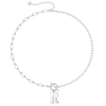 Load image into Gallery viewer, Pearl & Paperclip Chain Letter Initial Necklace