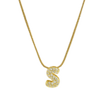 Load image into Gallery viewer, Diamond Bubble Letter Initial Necklace