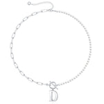Load image into Gallery viewer, Pearl & Paperclip Chain Letter Initial Necklace