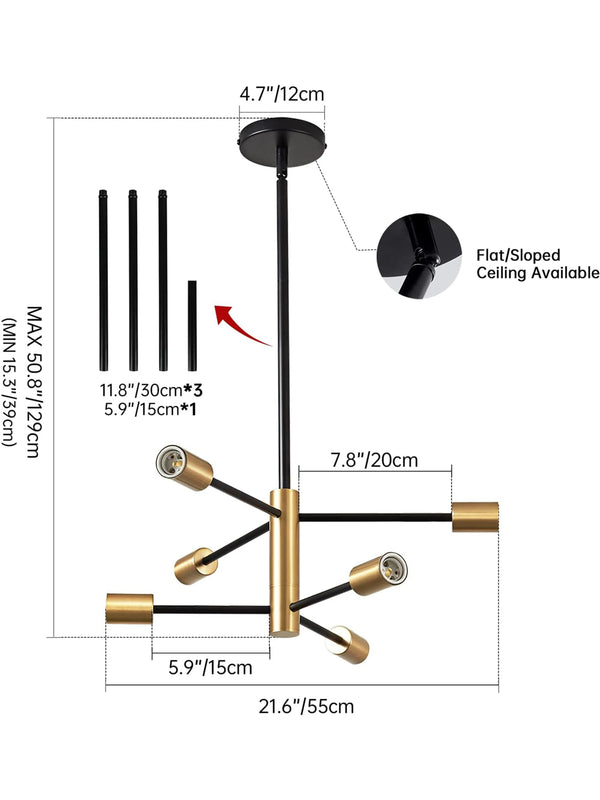 Modern Energy Saving Black & Gold Branch Flush Mount Ceiling Light