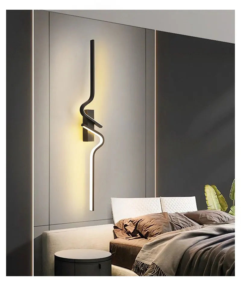 Black Modern Wave Design Indoor Wall Light