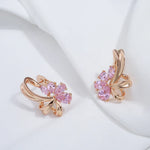 Load image into Gallery viewer, Classy Floral Pink Diamond Earrings