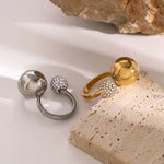 Load image into Gallery viewer, Asymmetric Diamond Accented Sphere Ring