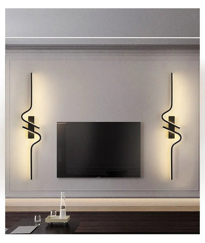 Black Modern Wave Design Indoor Wall Light