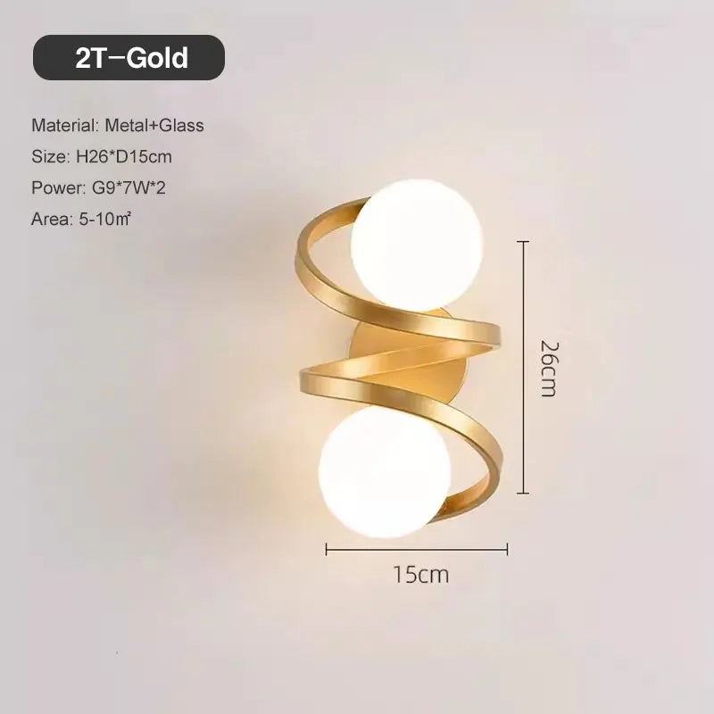 Modern Globe Wall Sconce Light Fixture in Black or Gold