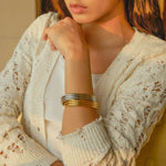 Load image into Gallery viewer, 18k Triple Ribbed Bangle Bracelet