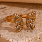 Load image into Gallery viewer, 18k Diamond Accented Textured Open Butterfly Ring