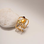Load image into Gallery viewer, 18k Playful Wavy Open Gem Ring