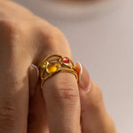 Load image into Gallery viewer, 18k Playful Wavy Open Gem Ring