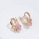 Load image into Gallery viewer, Classy Floral Pink Diamond Earrings