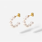 Load image into Gallery viewer, Elegant C Hoop Pearl Earrings