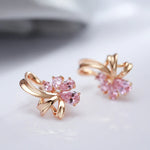 Load image into Gallery viewer, Classy Floral Pink Diamond Earrings