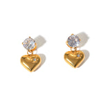 Load image into Gallery viewer, 18k Dainty Diamond Heart Dangle Earrings