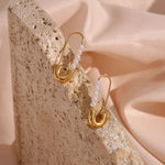 Load image into Gallery viewer, 18k Pearl Accented Safety Pin Earrings