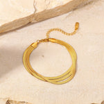 Load image into Gallery viewer, 18k Triple Layered Herringbone Bracelet