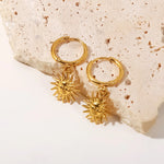 Load image into Gallery viewer, Dainty Huggie Hoop Smiling Sun Earrings