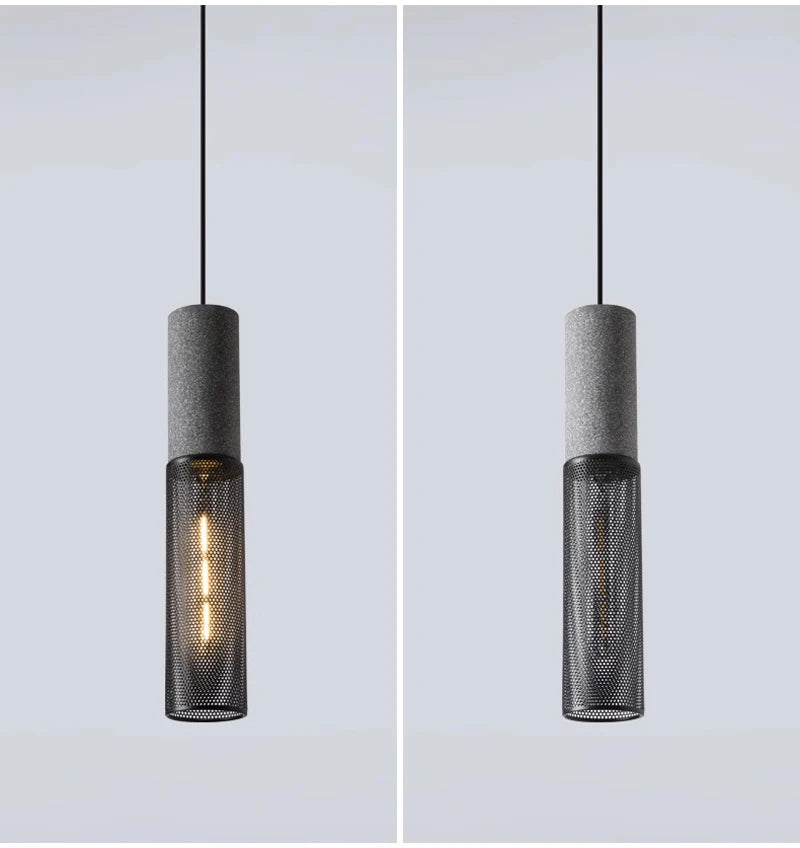 Vintage Concrete Tone Pendant Light Fixture