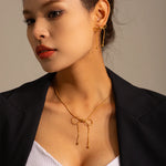 Load image into Gallery viewer, 18k Dainty Feminine Chain Bow Earrings