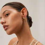 Load image into Gallery viewer, 18k Dainty Diamond Heart Dangle Earrings