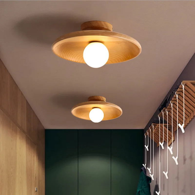 Simple Modern Wooden Flush Mount Ceiling Light