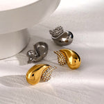 Load image into Gallery viewer, 18k Diamond Accented Double Droplet Earrings