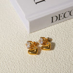 Load image into Gallery viewer, 18k Dainty Diamond Heart Dangle Earrings