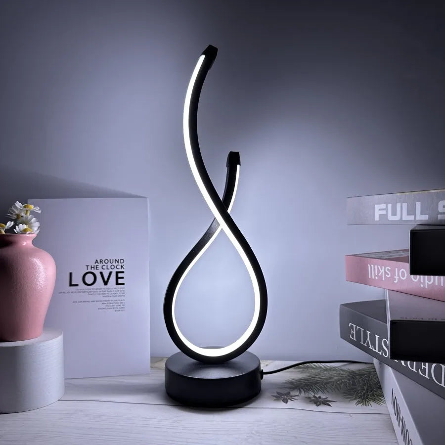LED Table Lamp with Dimmable Functionality and Aluminum Body In Black