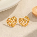 Load image into Gallery viewer, 18k Open Heart Mesh Earrings