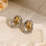 Load image into Gallery viewer, Two Tone Ring Knot Earrings