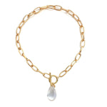 Load image into Gallery viewer, Chunky Paperclip Crystal Waterdrop Circle Bar Clasp Necklace