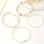 Load image into Gallery viewer, Bold Gold Accented Pearl Bracelet Stack