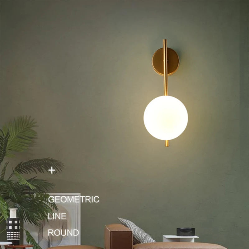 Contemporary Glass Ball Wall Sconce In Gold or Black Accent