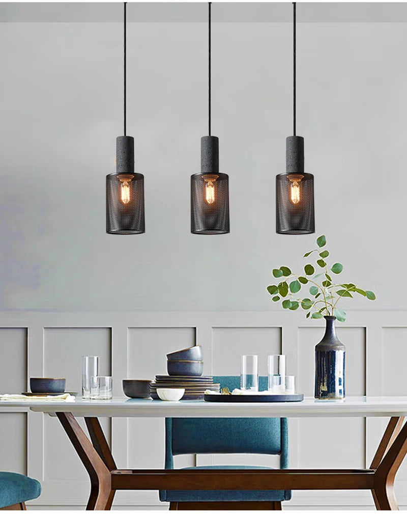 Vintage Concrete Tone Pendant Light Fixture