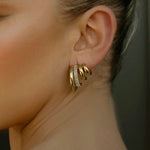 Load image into Gallery viewer, 18k Quad Half Hoops Stud Earrings