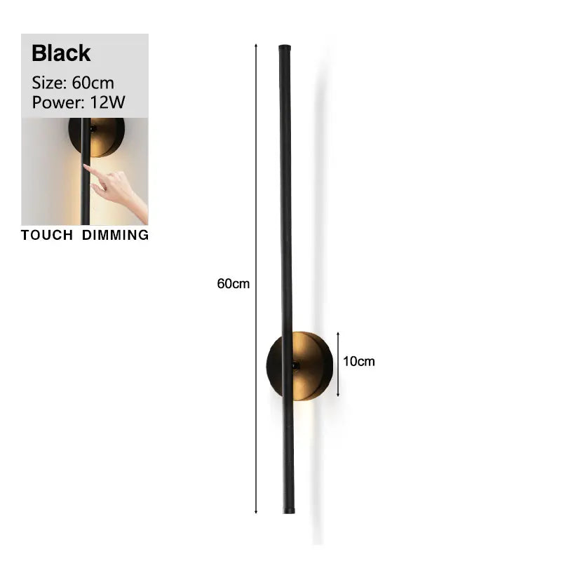 Modern Black 360° Rotatable LED Wall Lamp with Touch Switch