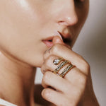 Load image into Gallery viewer, Triple Wrap Diamond Eye Leaf Textured Ring