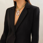 Load image into Gallery viewer, Chunky Two Tone Paperclip Bold Necklace