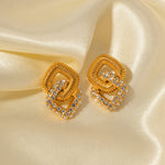 Load image into Gallery viewer, 18k Textured Dual Squircle Earrings