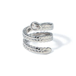 Load image into Gallery viewer, Triple Wrap Diamond Eye Leaf Textured Ring