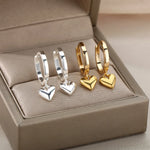 Load image into Gallery viewer, Dainty Heart Dangle Huggie Hoop Earrings