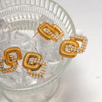 Load image into Gallery viewer, 18k Textured Dual Squircle Earrings