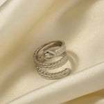 Load image into Gallery viewer, Triple Wrap Diamond Eye Leaf Textured Ring