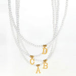 Load image into Gallery viewer, Elegant Gold Accented Pearl Letter Initial Necklace